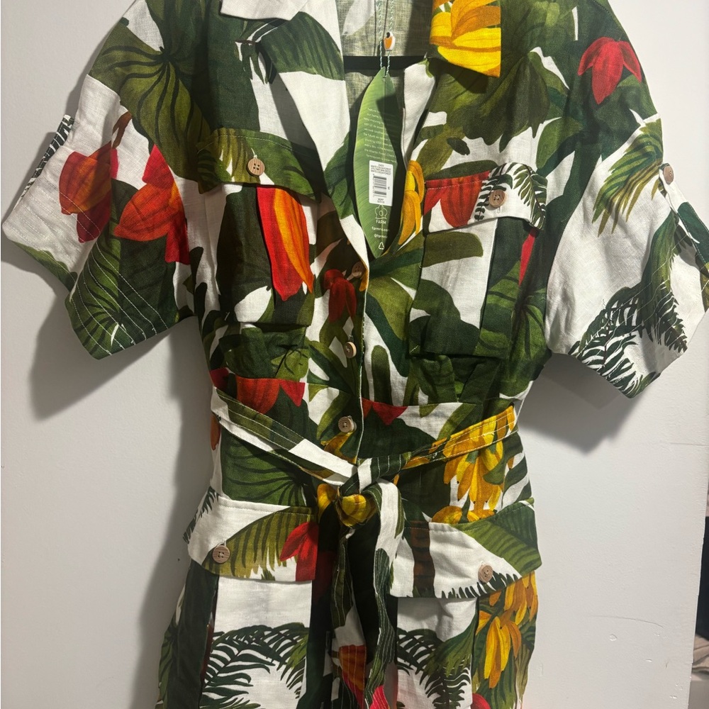 FARM Rio Tropical Print Dress - Green, Red, Yellow